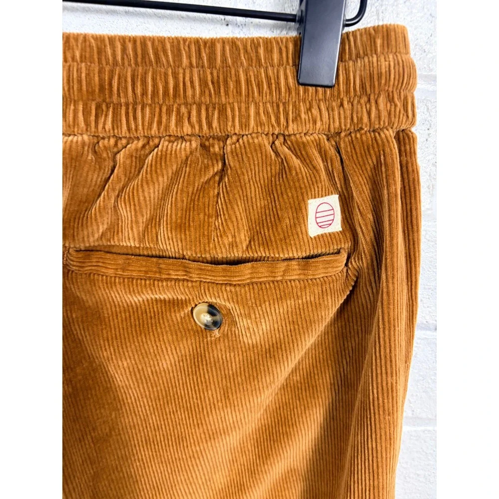 Marine Layer Saturday Pant Mens S Brown Corduroy Elastic Waist Tapered Casual
